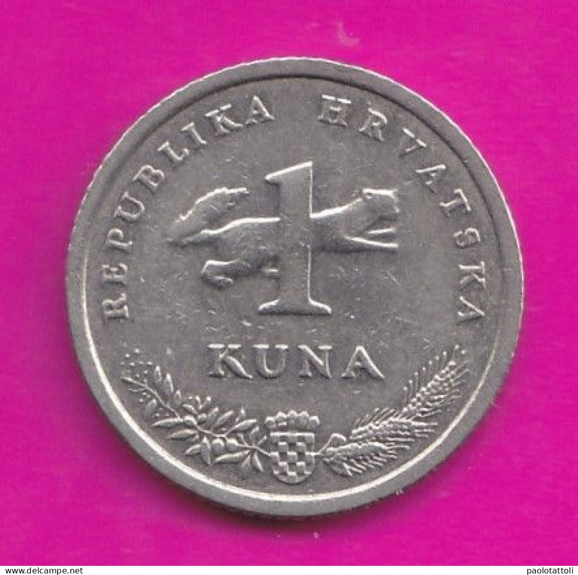 Croatia, 2007- Croatian Text- 1 Kuna - Obverse Nightingale Facing Left. Marten Running- Nickel Brass - Croazia