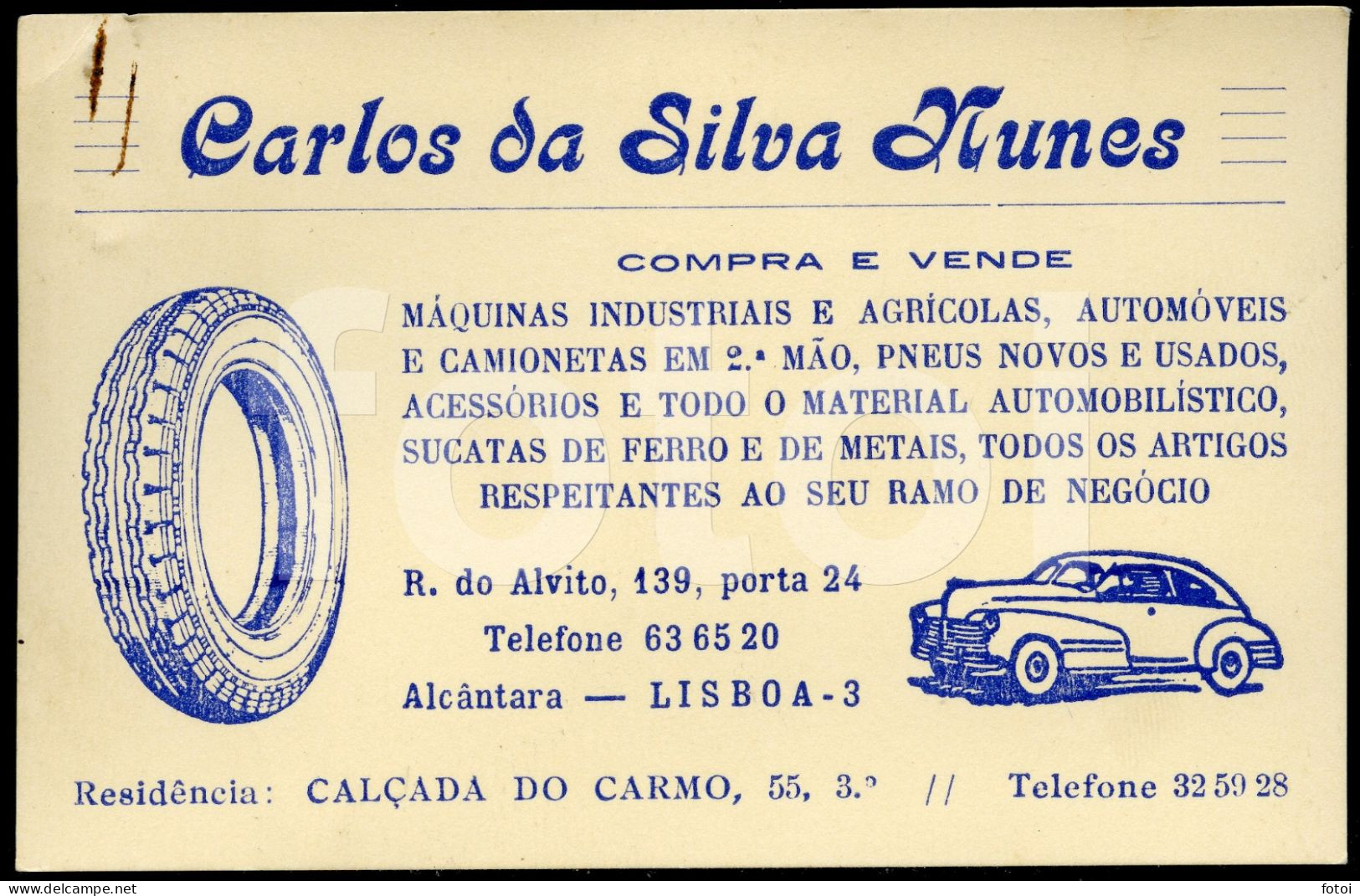 60s CARD SUCATEIRO ALVITO ALCANTARA LISBOA VOITURE CAR LAND ROVER PORTUGAL AT296 - Cartes De Visite
