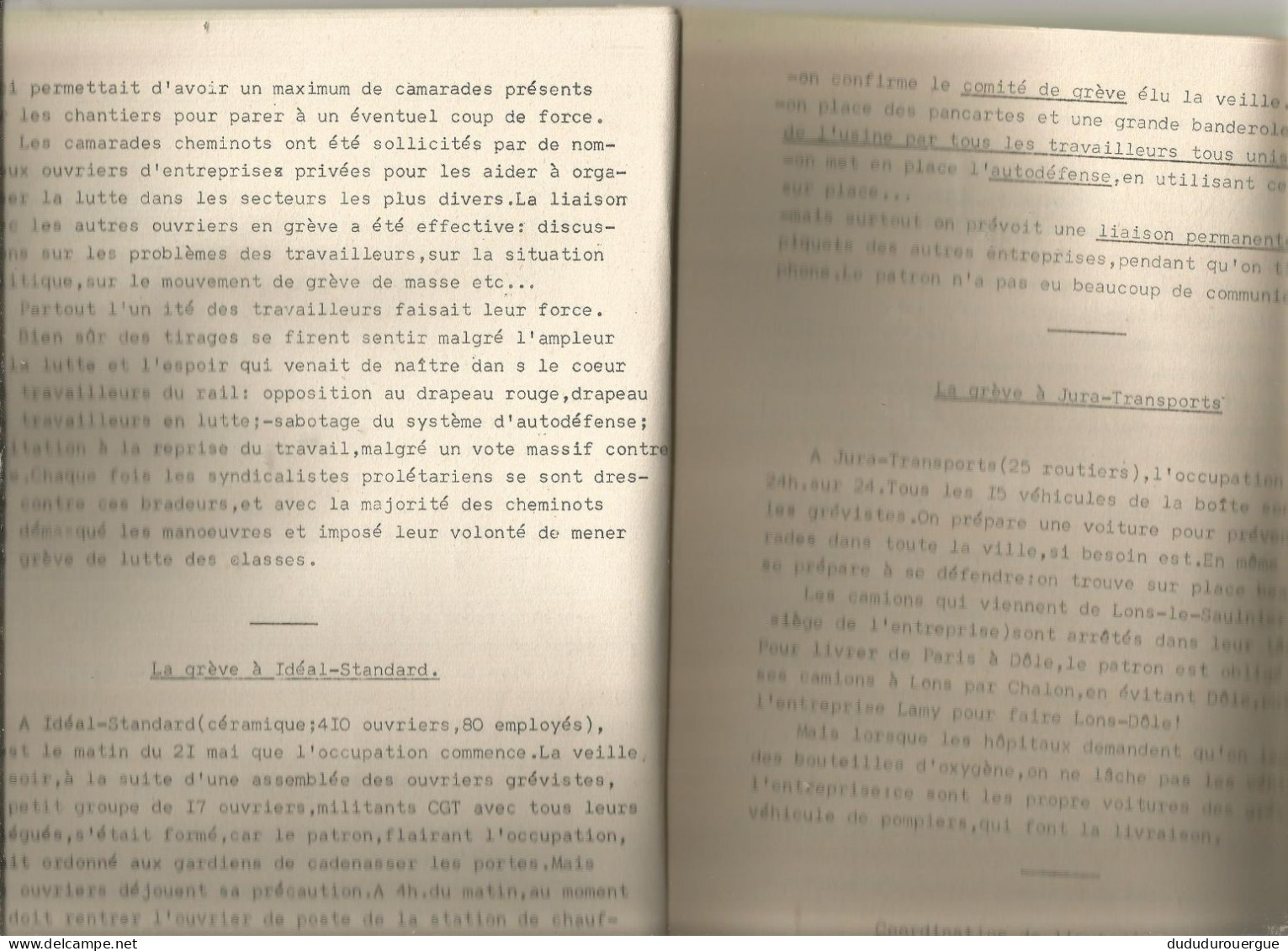LE PROLETARIEN ; BULLETIN DES COMMUNISTES PROLETARIENS DE FRANCHE - COMTE : LE N ° 1 D AOUT 1968 - 1950 - Heute