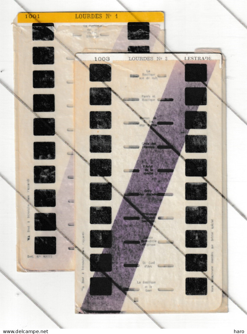 Lot De 2 Plaquettes De 10 Vues Stéréoscopiques Pour Appareil Lestrade - LOURDES N° 1 Et 3 +/- 1960 - Stereoscopi
