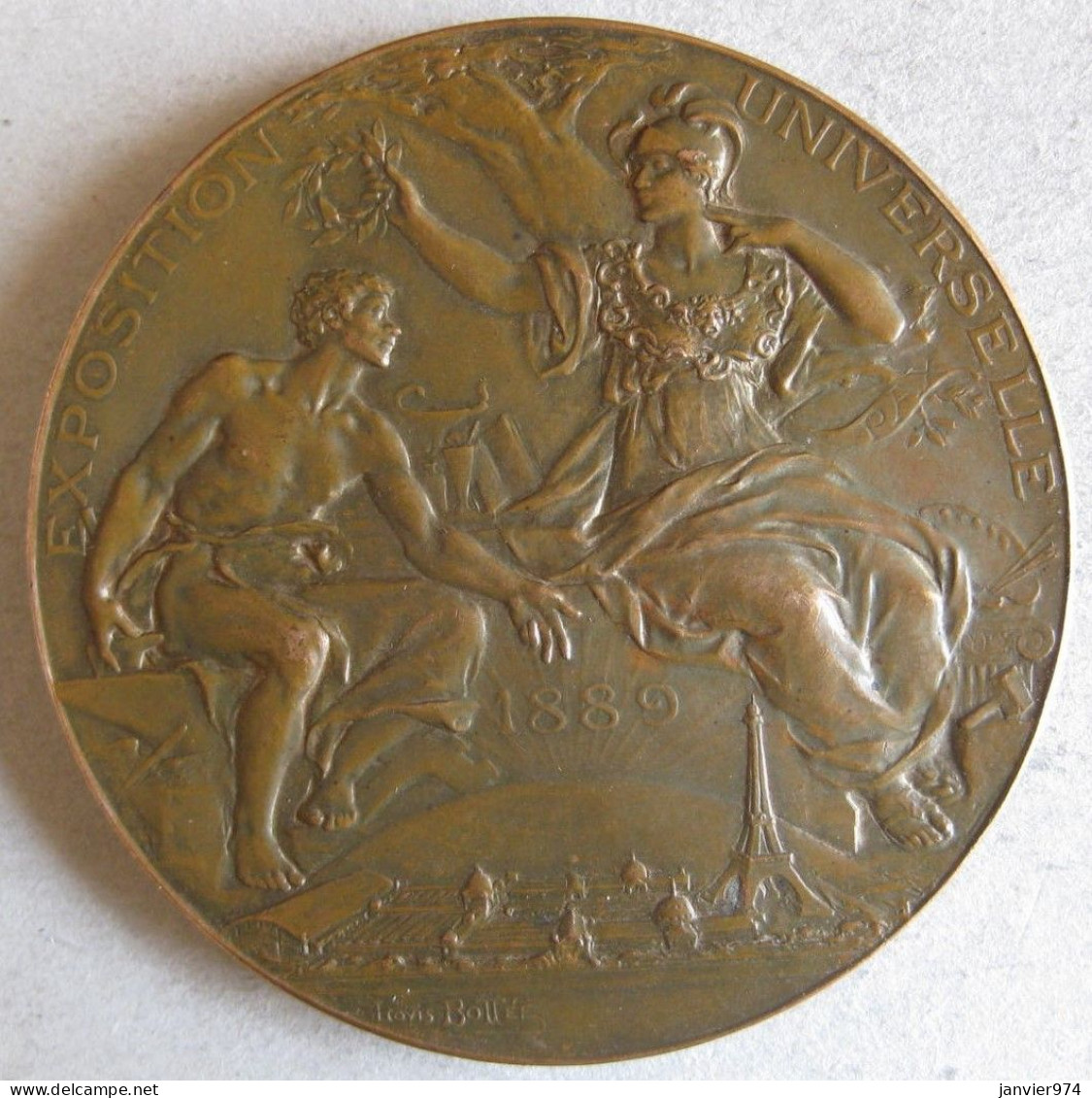 Médaille En Bronze Exposition Universelle 1889 Paris, Attribuée à Gorde , Nue Par Louis Bottée - Sonstige & Ohne Zuordnung