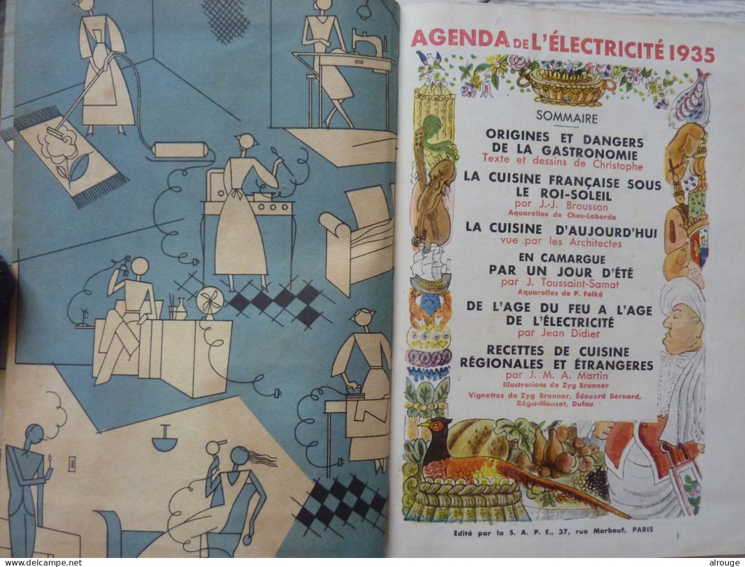 Agenda De L'Electricité 1935, Illustré En Couleurs, Recettes Et Publicités - 1901-1940