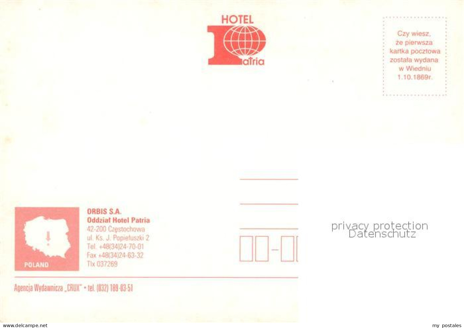 73097818 Czestochowa Schlesien Hotel Patria Speisesaal Zimmer  - Polonia