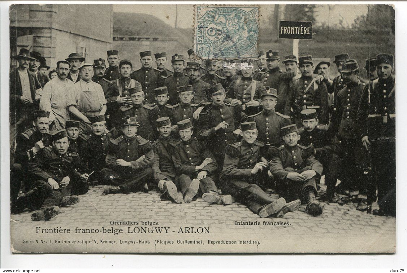 CPA Voyagé 1905 Frontière Franco Belge Longwy Arlon Grenadiers Belges Infanterie Française * Important Groupe - Other & Unclassified