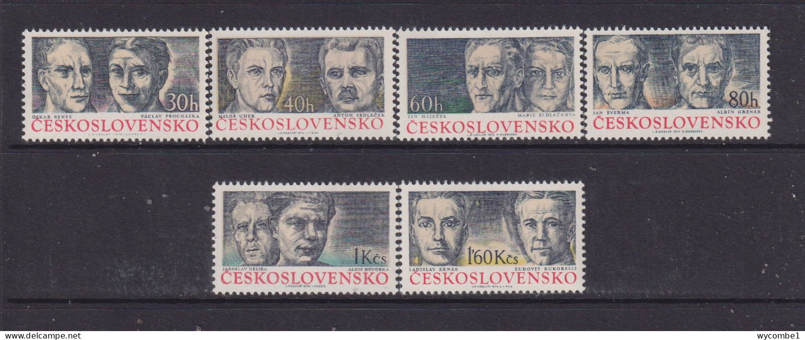 CZECHOSLOVAKIA  - 1974 Partisan Heroes Set Never Hinged Mint - Neufs