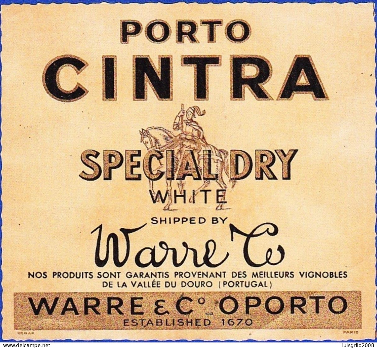 Port Wine Label, Portugal - PORTO CINTRA SpecialWhite -|- Warre & Cª - Oporto - Other & Unclassified