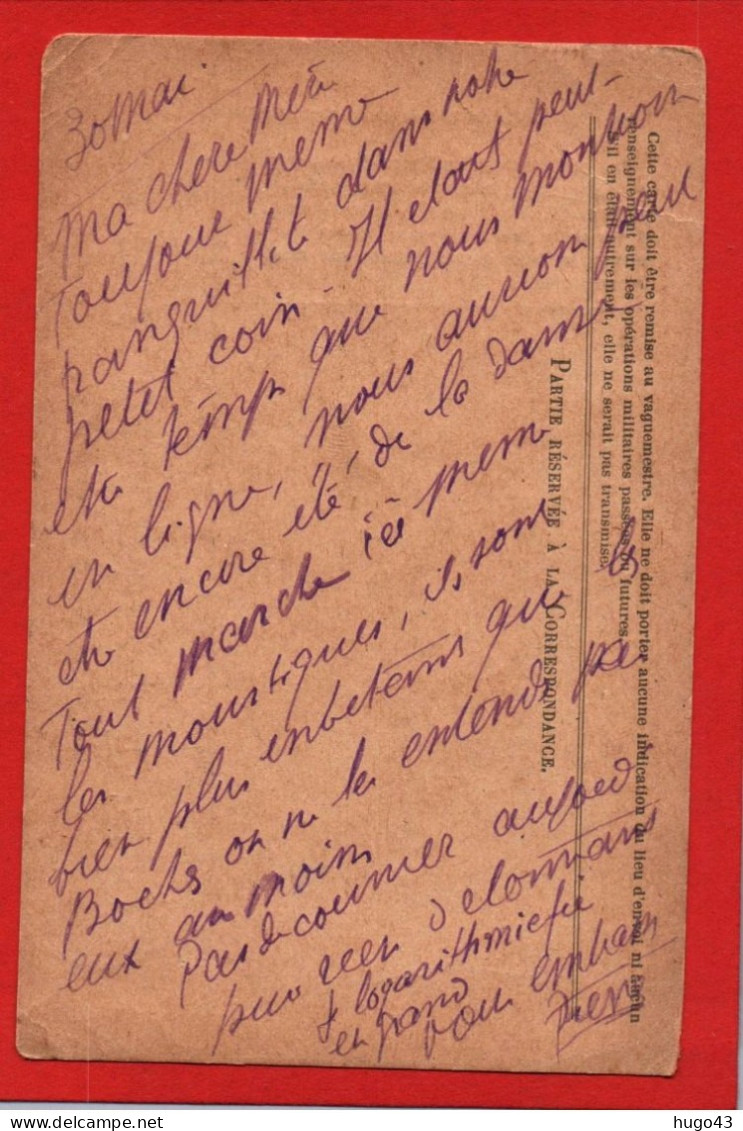 (RECTO / VERSO) CARTE CORRESPONDANCE DES ARMEES DE LA REPUBLIQUE - CACHET TRESOR ET POSTES - Lettres & Documents