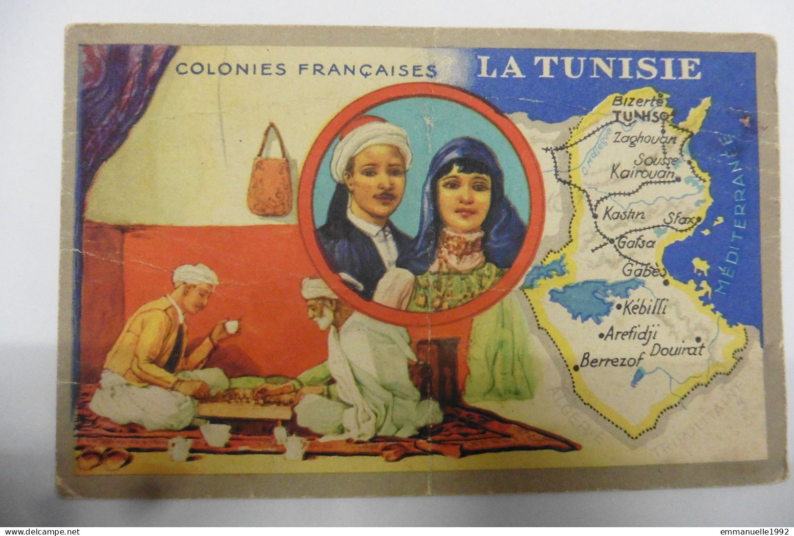 Chromo Produits Du Lion Noir - Colonies Françaises - La Tunisie - Carte - Café - Other & Unclassified