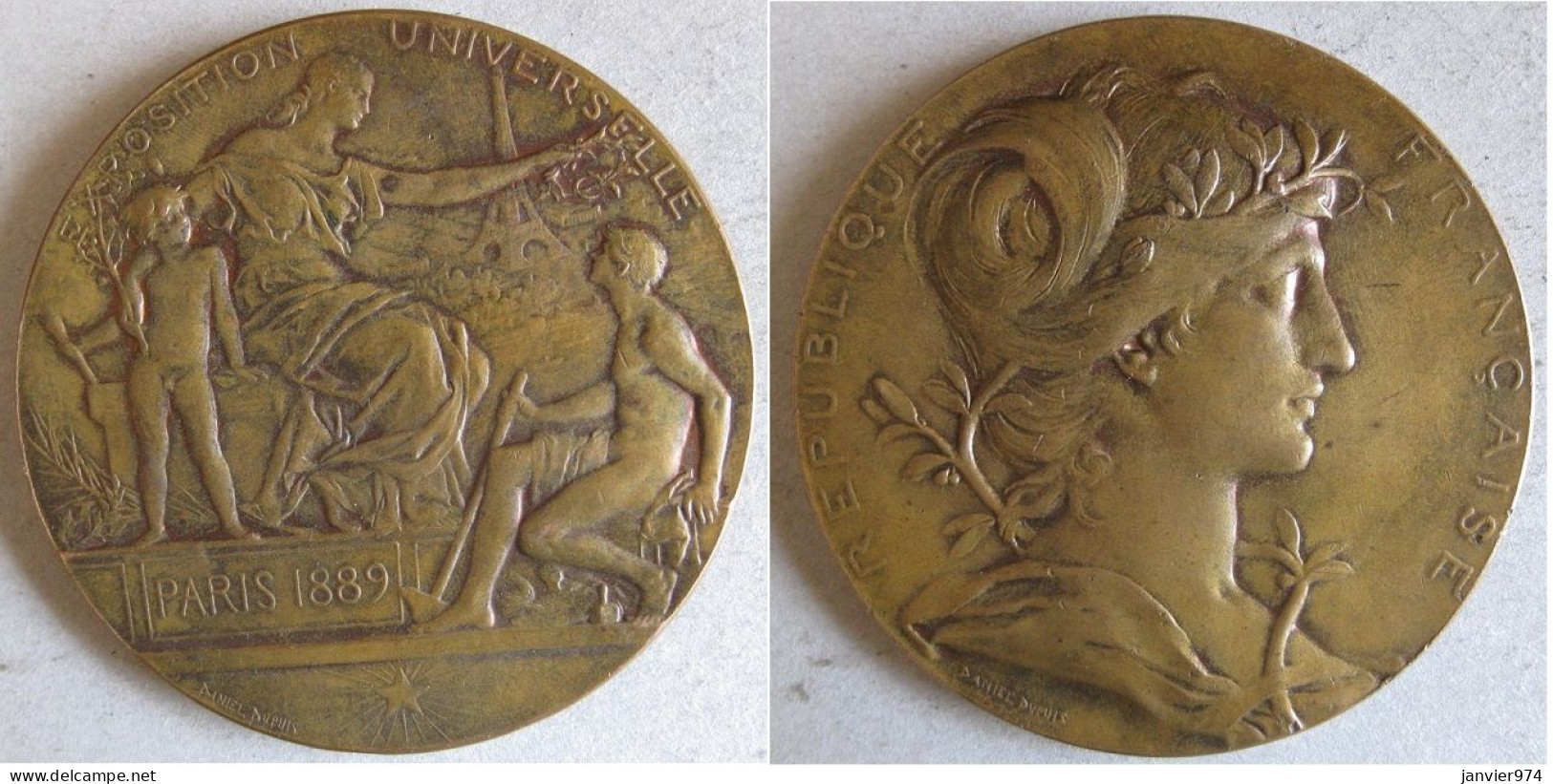 Medaille En Bronze Exposition Universelle De Paris 1889 Nu, Par Daniel Dupuis - Other & Unclassified