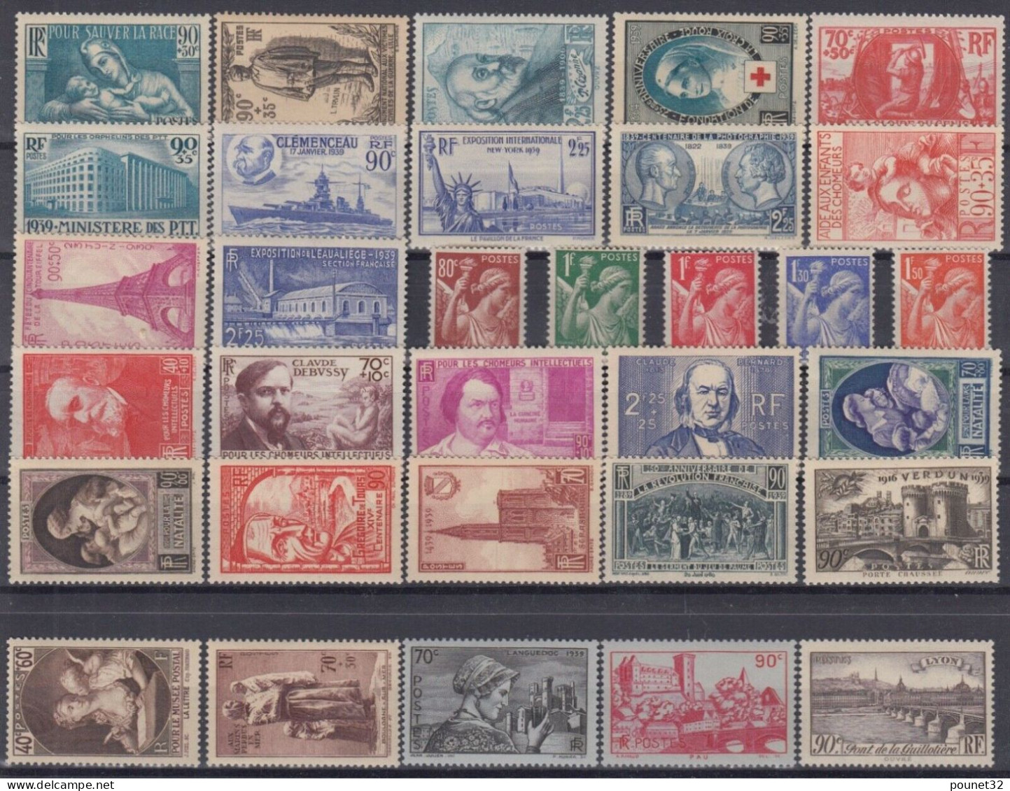 FRANCE ANNEE COMPLETE 1939 N° 419/450 NEUVE ** GOMME SANS CHARNIERE - COTE 345 € - ....-1939