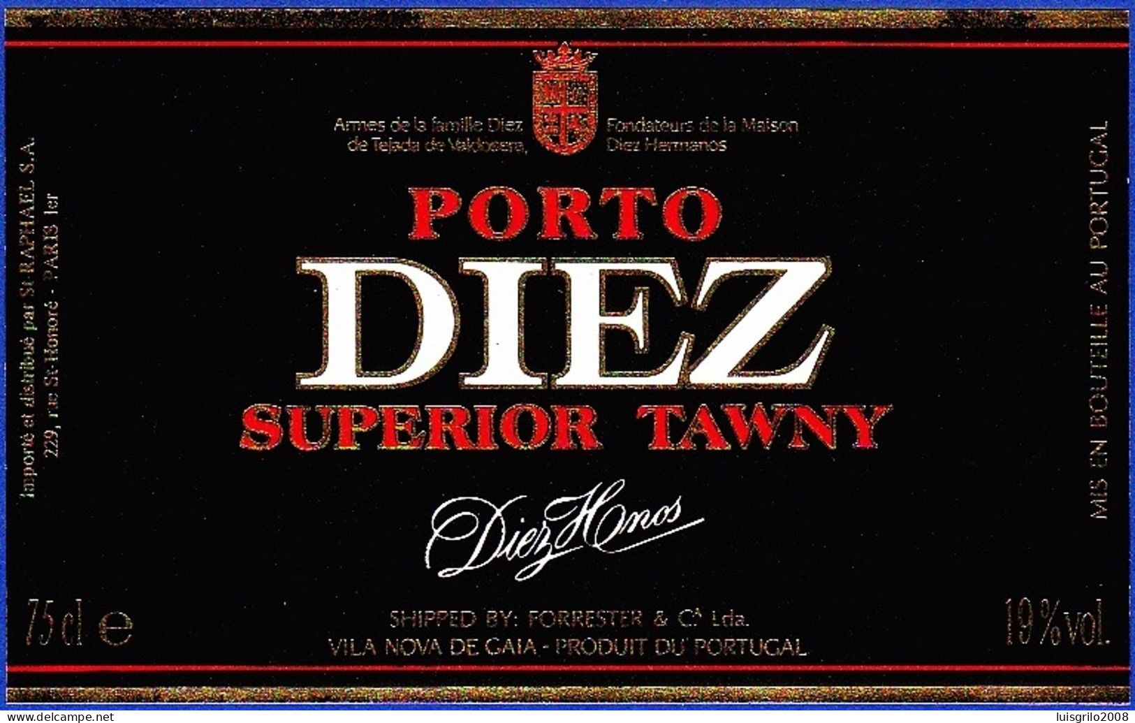 Port Wine Label, Portugal - Porto DIEZ Superior Tawny -|- Forrester & Cª, Vila Nova De Gaia - Other & Unclassified