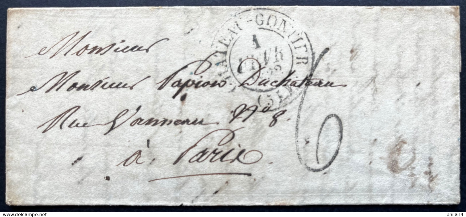 MARQUE POSTALE CHATEAU GONTIER POUR PARIS / 1832 / LAC / TAXE 6 - 1801-1848: Vorläufer XIX