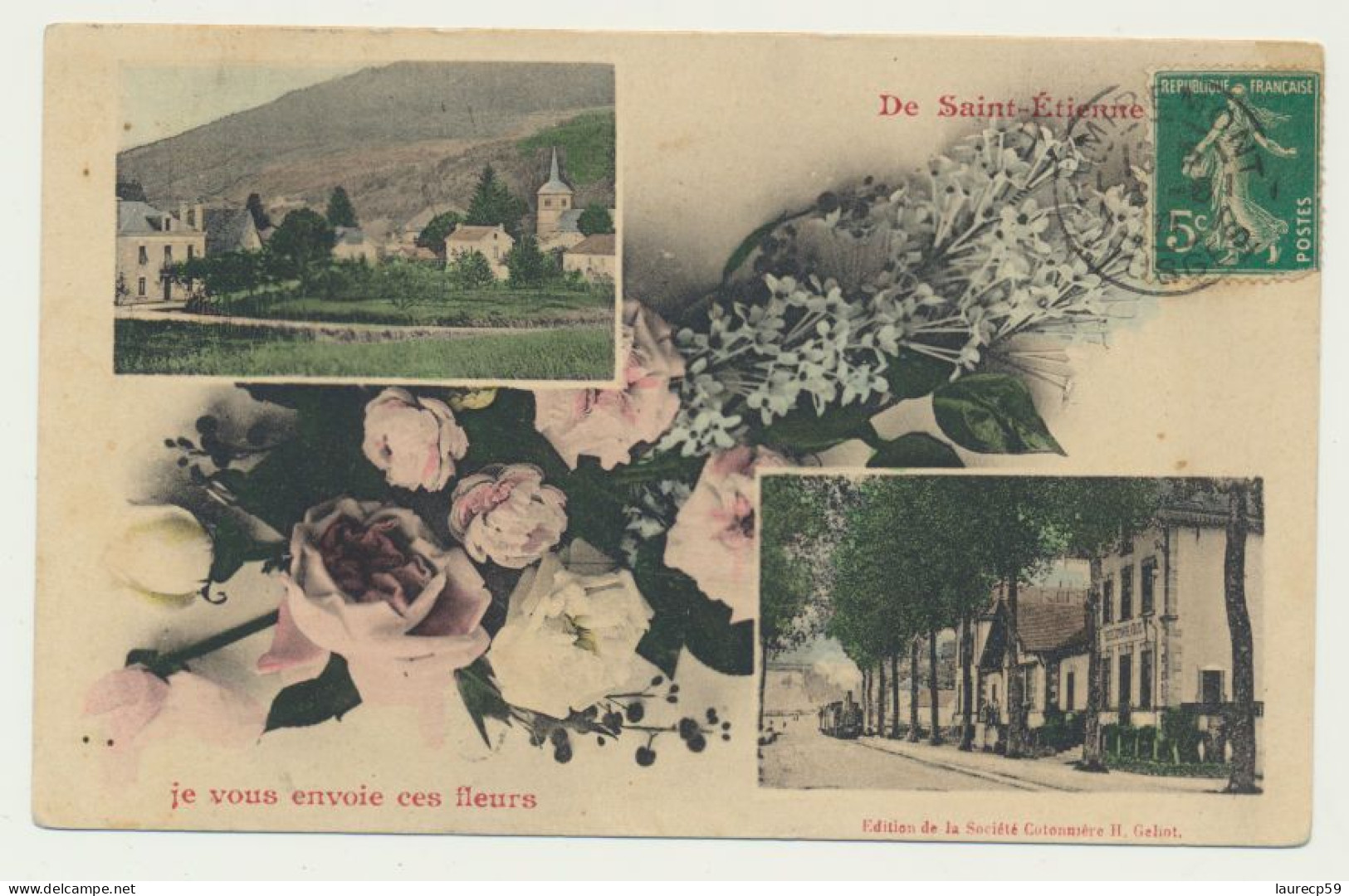 SAINT ETIENNE - Carte Multivues - Je Vous Envoie Ces Fleurs - Edition Sté Cotonnière H. GELIOT - Saint Etienne