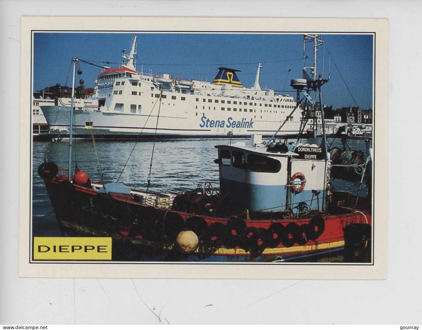 Dieppe, La Pêche Et Les Ferries Cohabitent... Bateau Doron-Théos Et Stena Parisiensealink - Cp Vierge N°1093/76 Dubray - Dieppe