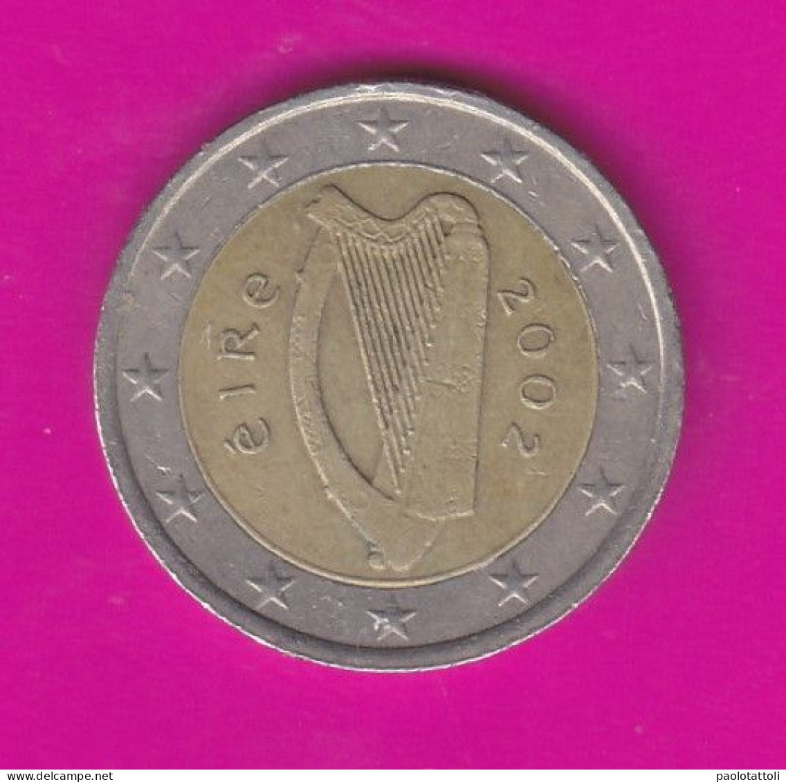 Eire, 2002- 2 Euro- Obverse  . Reverse Map Of Western Europe- Bimetallic Nickel Ring, Centre In Copper - BB, VF, TTB, SS - Irlanda