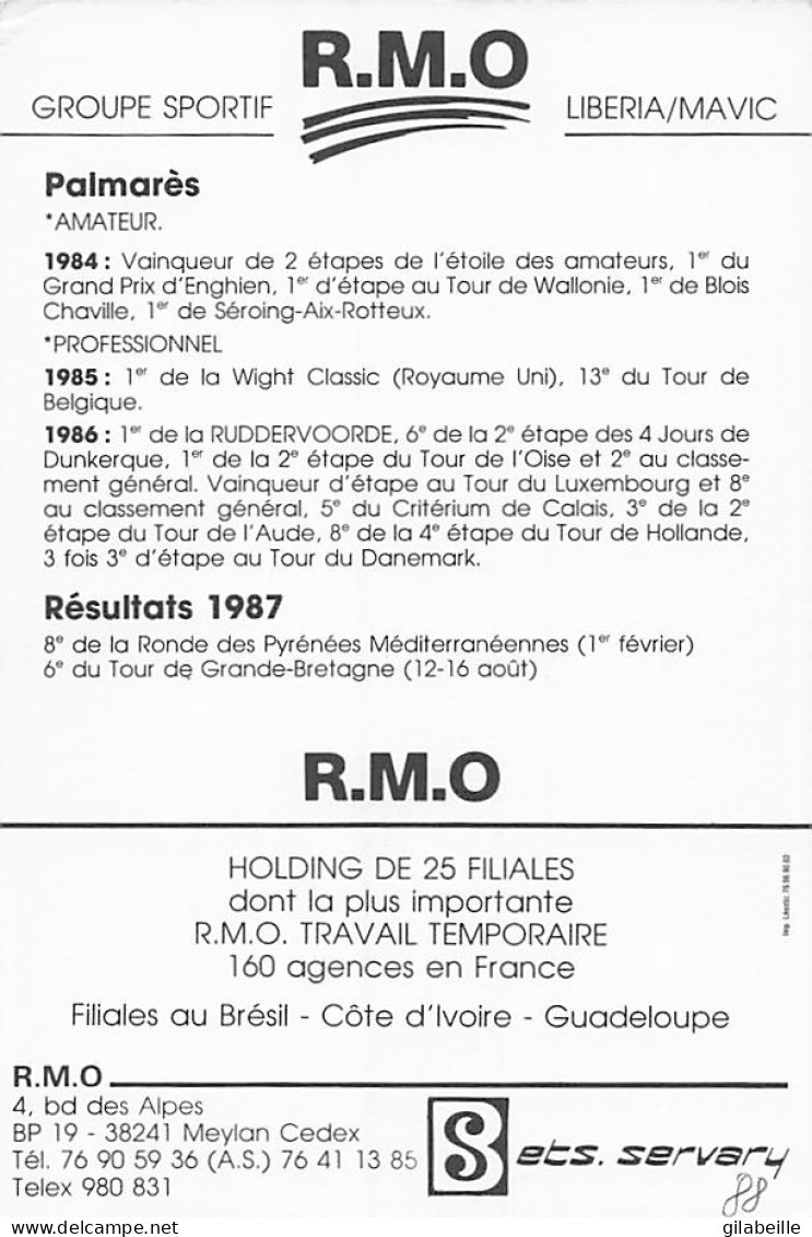 Velo - Cyclisme - Coureur Cycliste Belge Michel Vermote  - Team R.M.O - 1988 -  - Cycling