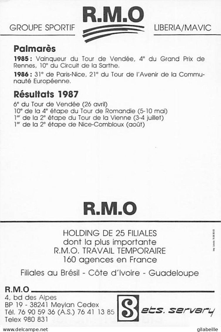 Velo - Cyclisme - Coureur Cycliste Michel Bibollet  - Team R.M.O - 1988 -  - Cyclisme