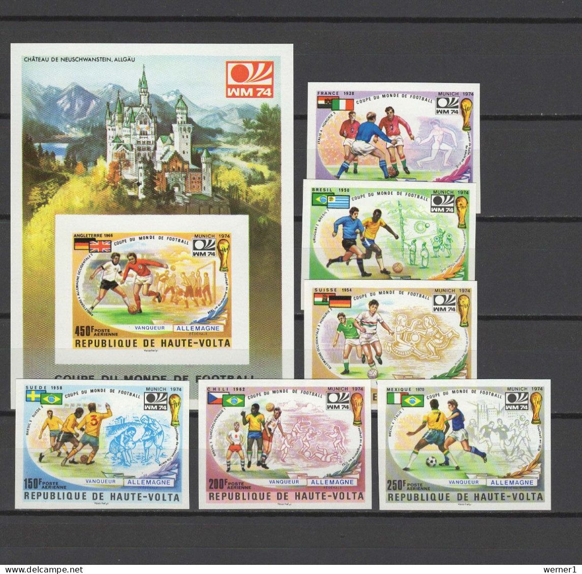Burkina Faso (Upper Volta) 1974 Football Soccer World Cup Set Of 6 + S/s Imperf. MNH -scarce- - 1974 – West Germany