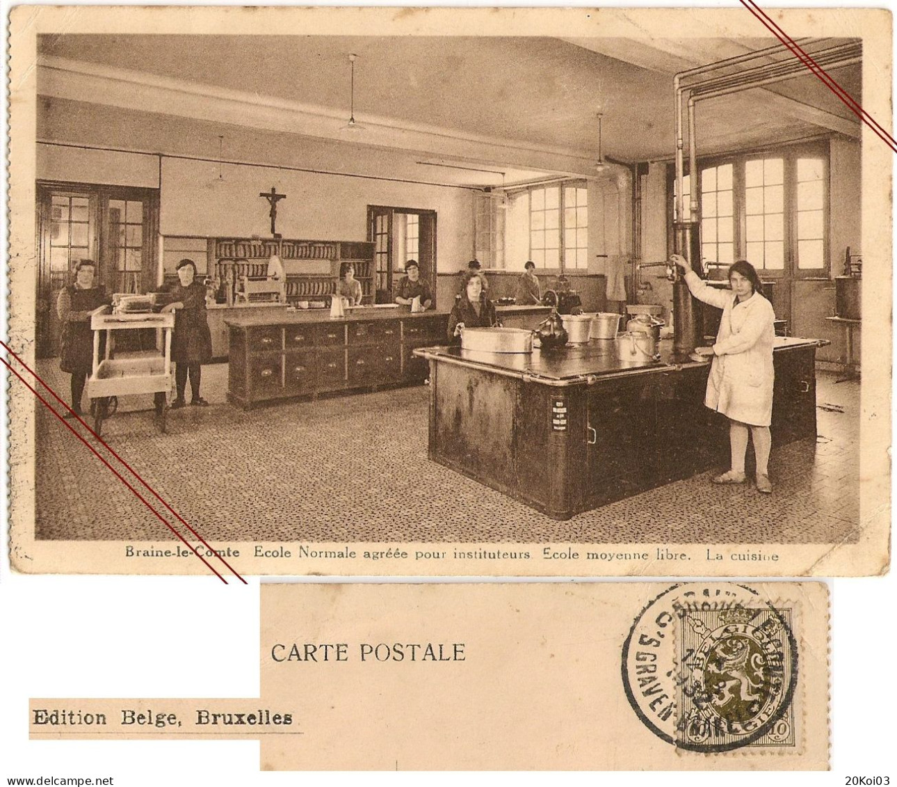 Braine-le-Comte La Cuisine Ecole Normale Agréée Pour Instituteurs, Ecole Moyenne Libre 1932, TB-CPA Vintage - Braine-le-Comte