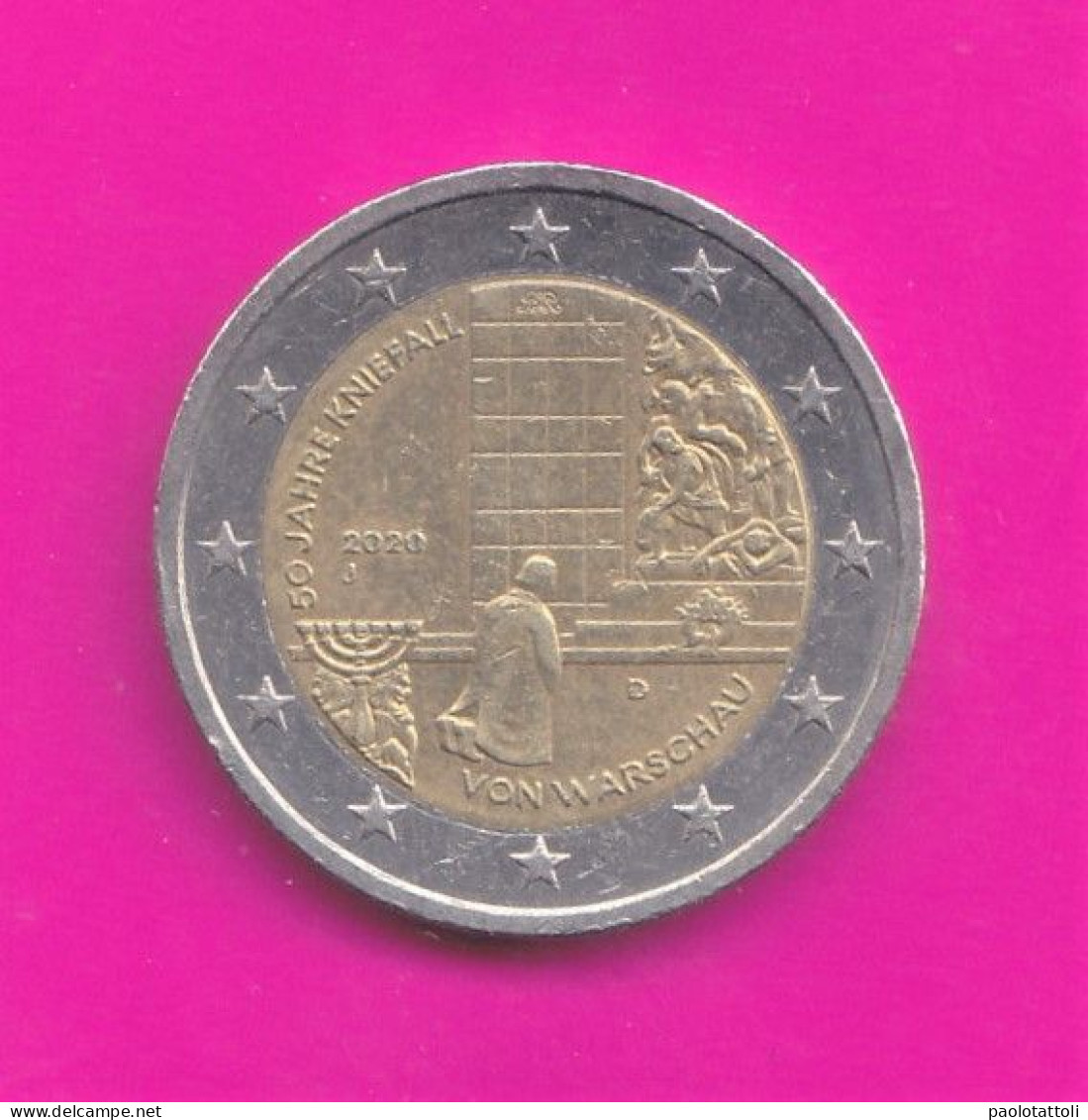 Germany, 2020-Mint Munich (D)-2 Euro Commemorative- Obverse   Chancellor Brandt & Memorial Warsaw Ghetto . - Germany