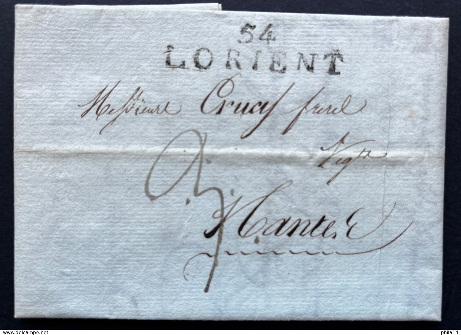 MARQUE POSTALE LORIENT POUR NANTES / 30 NIVOSE DE L'AN 11 / LAC / TAXE 3 - 1801-1848: Précurseurs XIX