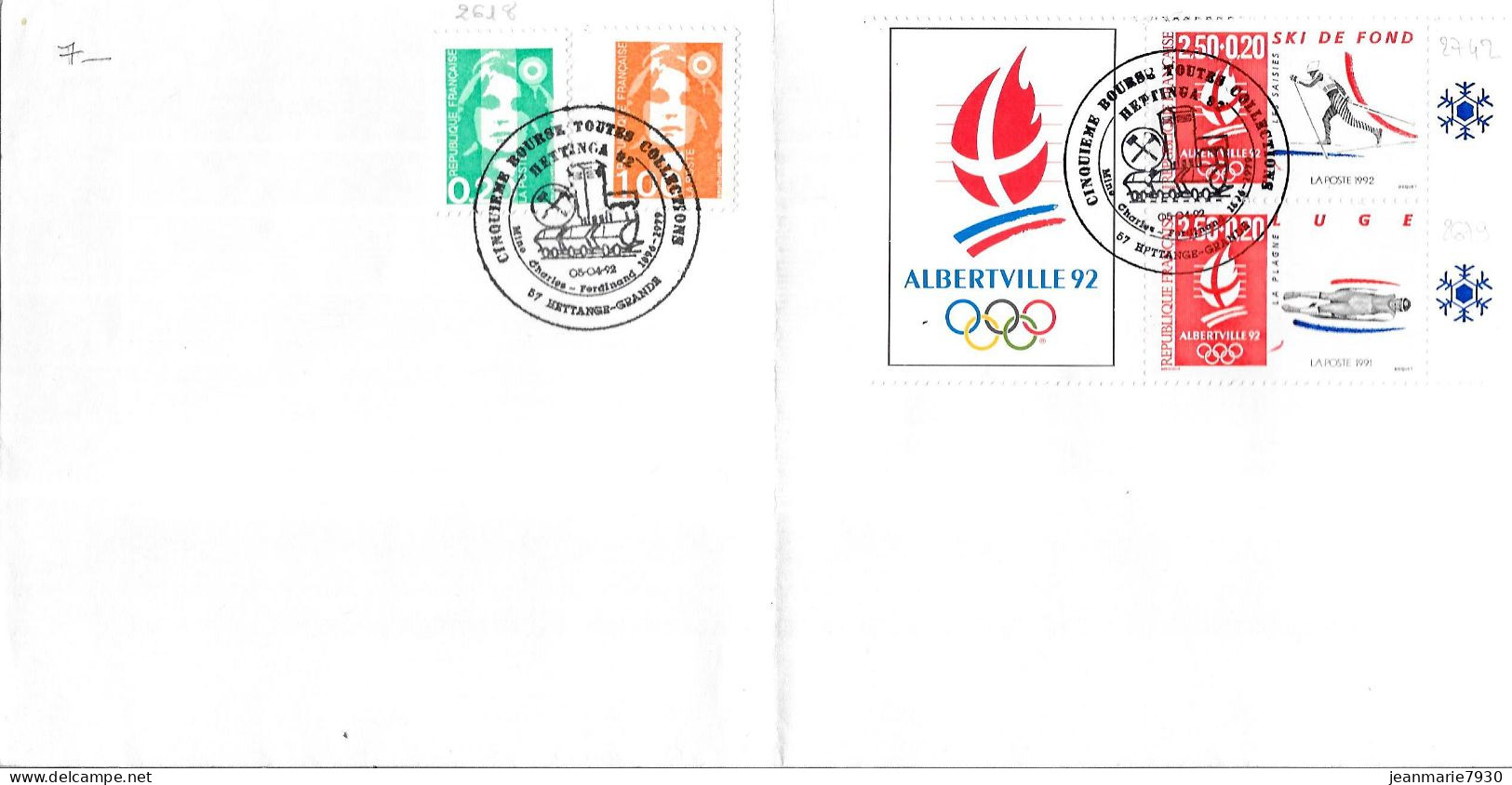 P207 - MARIANNE DE BRIAT Et N° 2742 , 2679 DU BLOC ALBERTVILLE SUR LETTRE DE HETTANGE GRANDE DU 06/04/92 - Commemorative Postmarks
