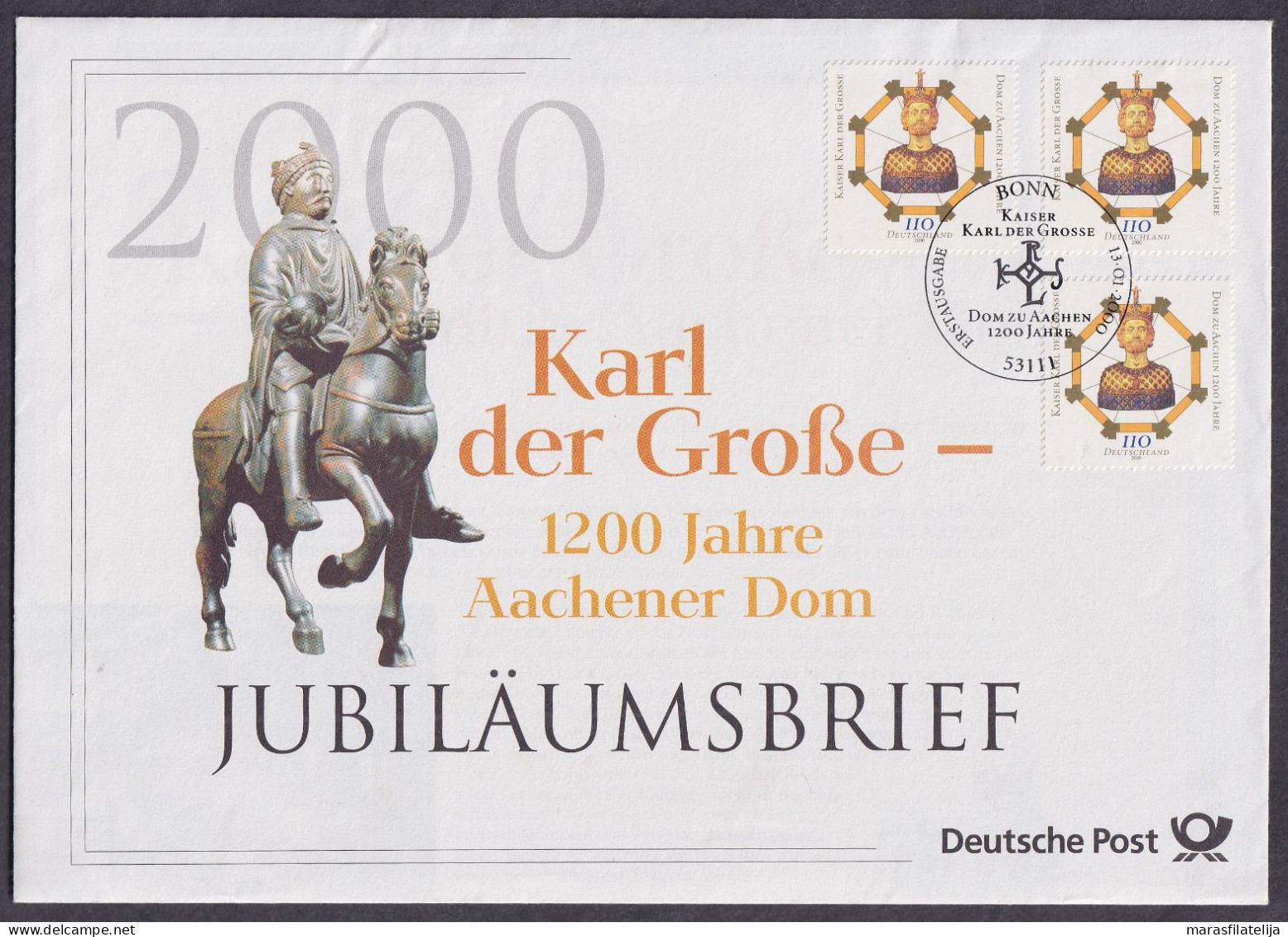 Germany 2000, Charlemagne, Charles (Karl) The Great, Special Postmark & Cover - Autres & Non Classés