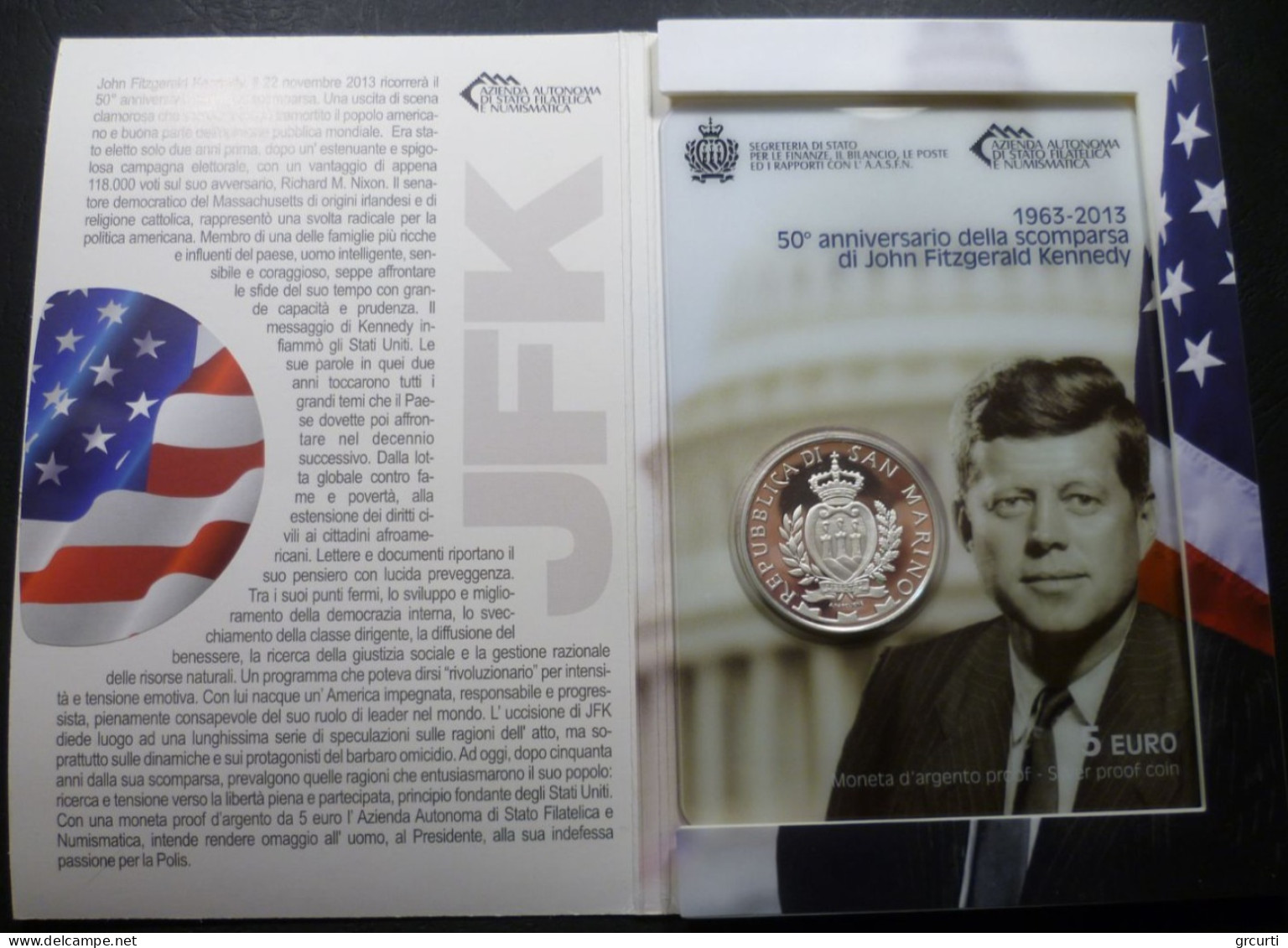 San Marino - 5 Euro 2013 - 50° Morte John Fitzgerald Kennedy - KM# 529 - San Marino