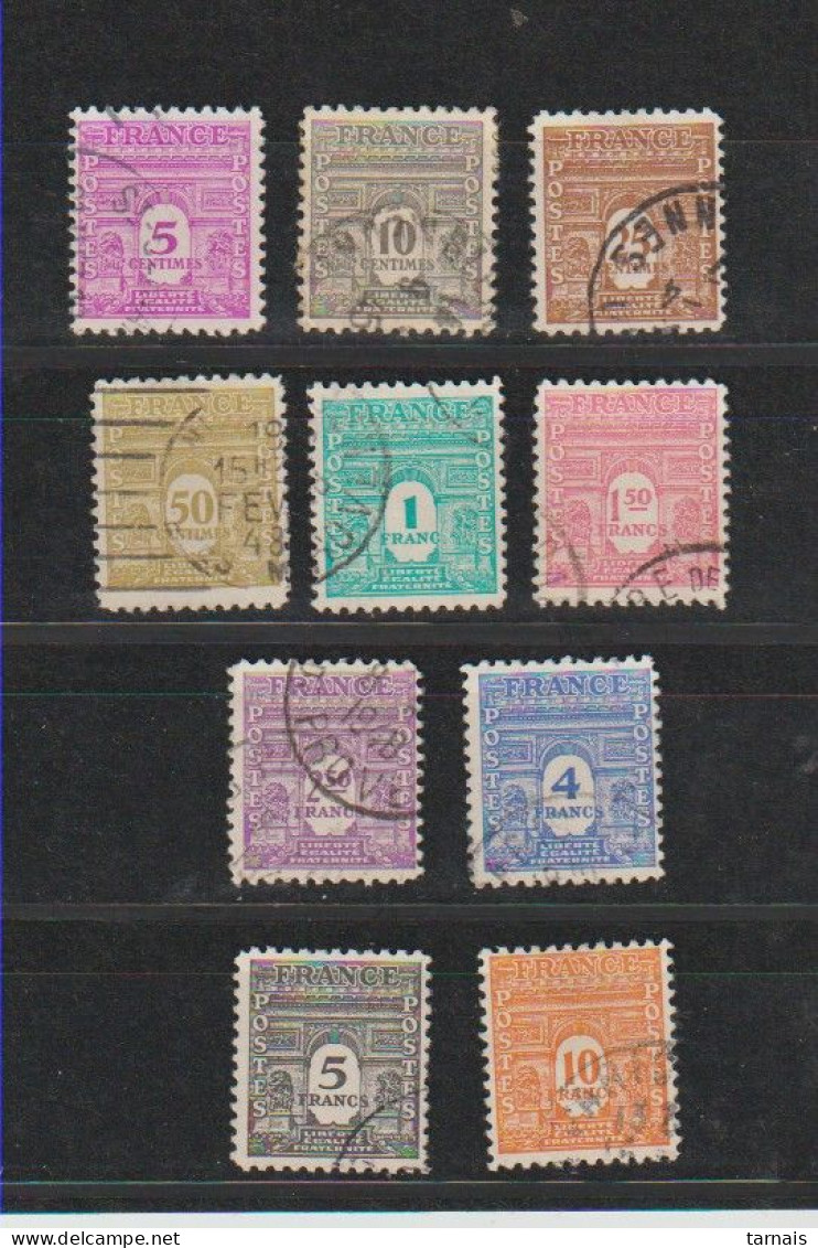 1944 N°620 à 629 Arc De Triomphe Oblitérés (lot 384a) - Used Stamps