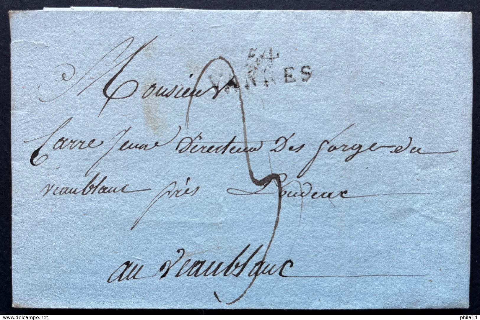 MARQUE POSTALE VANNES POUR VAUBLANC / 1808 / LAC / TAXE 3 - 1801-1848: Précurseurs XIX