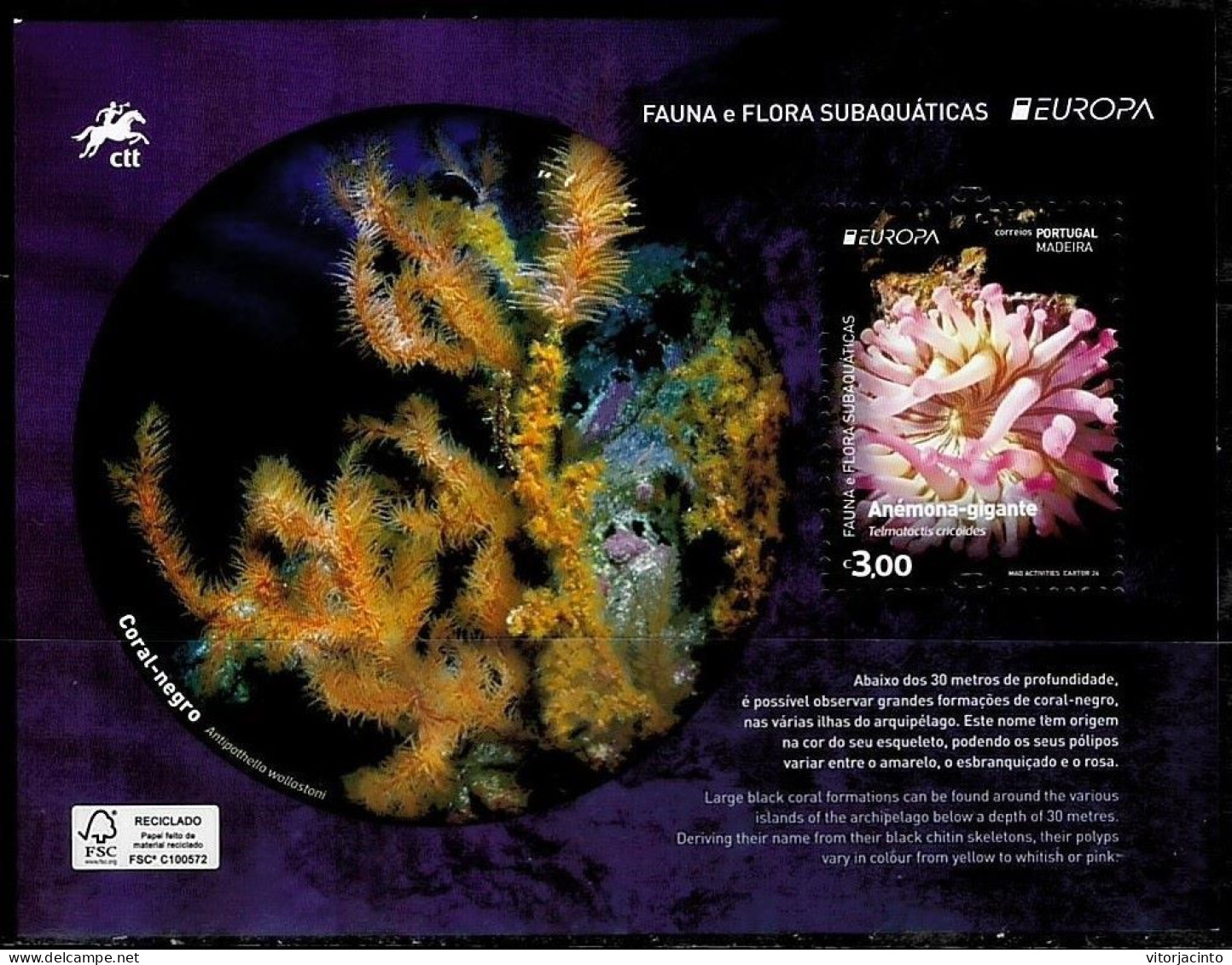 PORTUGAL (Madeira) - EUROPA - Underwater Fauna And Flora - Date Of Issue: 2024-05-06 (Souvenir Sheet) - 2024