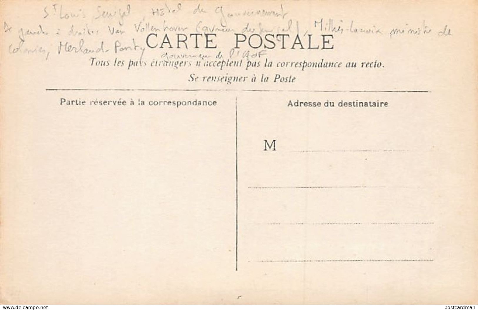 Sénégal - SAINT-LOUIS - Carte Photo Original P. Tacher - Gouverneur Van Vollenhove, M. Milliès-Lacroix, Ministre Des Col - Sénégal