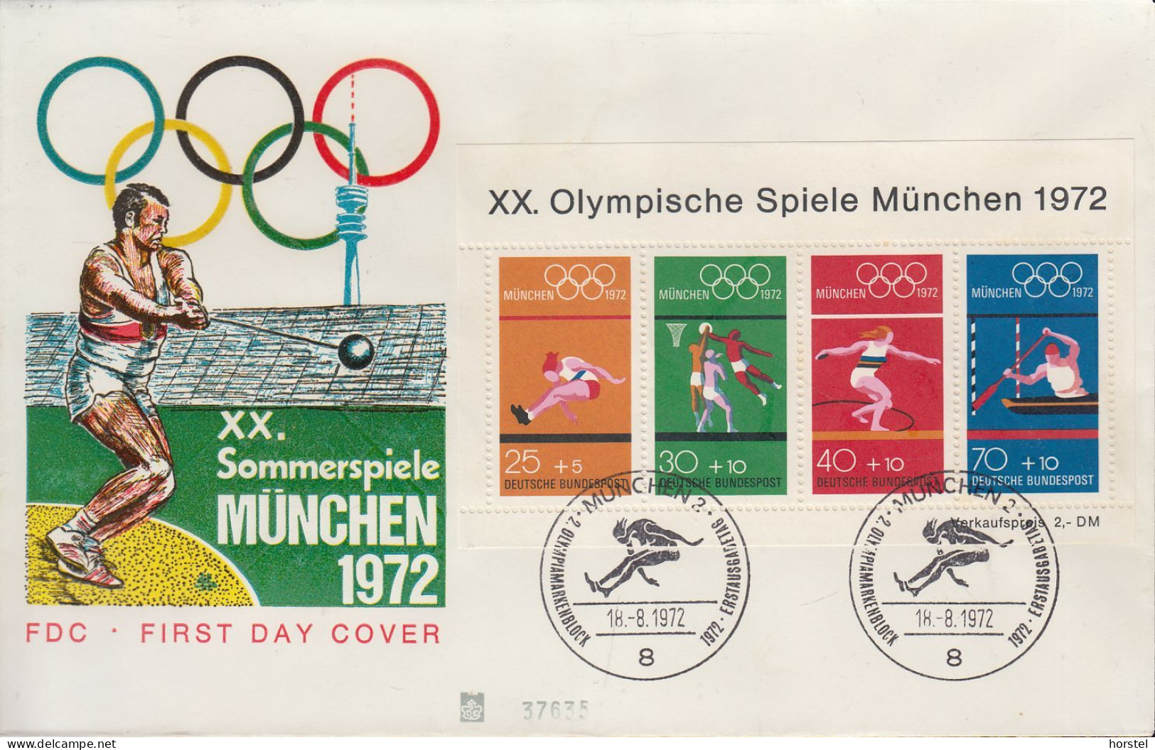 Deutschland FDC Block 8   XX. Olympische Spiele München 1972 - 1971-1980