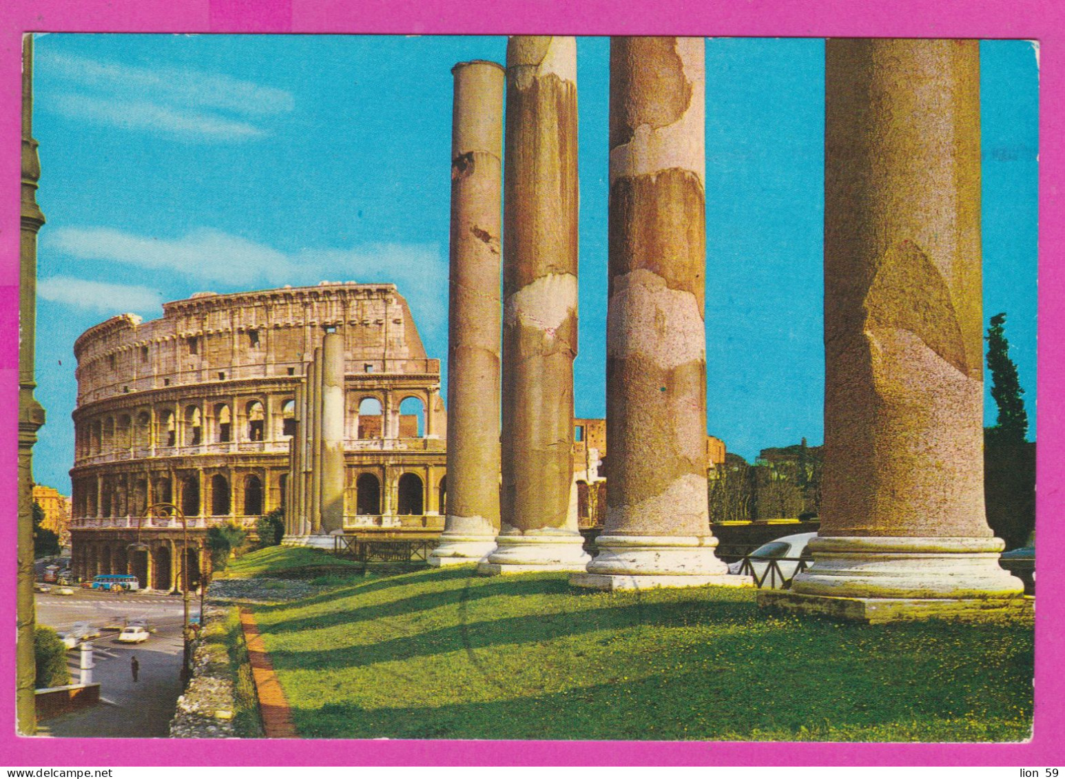 293975 / Italy - ROMA - Il Colosseo The Coliseum  PC 1974 USED 55 L Coin Of Syracuse , Italia Italie Italien - 1961-70: Marcophilia