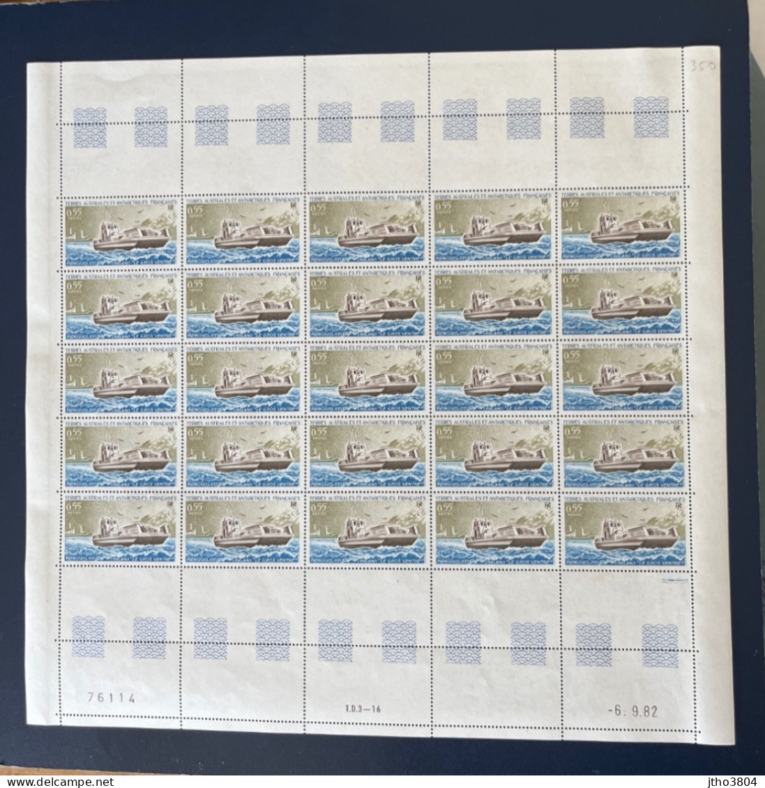 TAAF 1982 PLANCHE Feuille 25v Neuf MNH **  PO 95 Kerguelen Chaland Le Gros Ventre - Unused Stamps