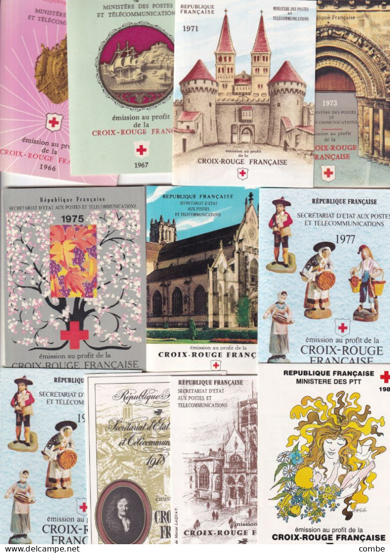 LOT DE 10 CARNETS CROIX ROUGE NEUFS**. 1966.67.71.73.75.76.77(2).78. 79.83 - Red Cross