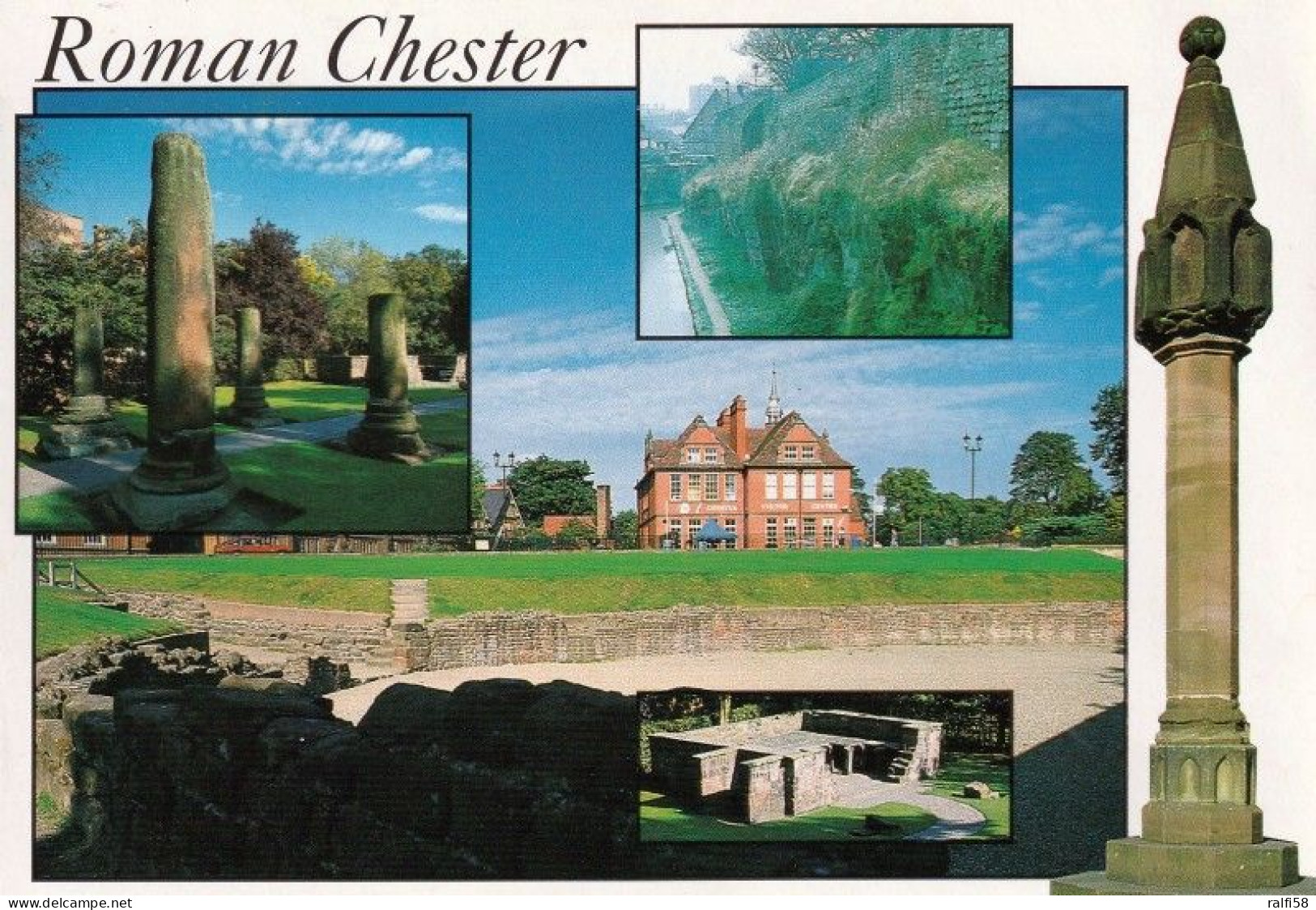1 AK England * Roman Chester - Main Picture Roman Amphitheatre, Insets: Roman Garden, City Wall And The High Cross * - Chester