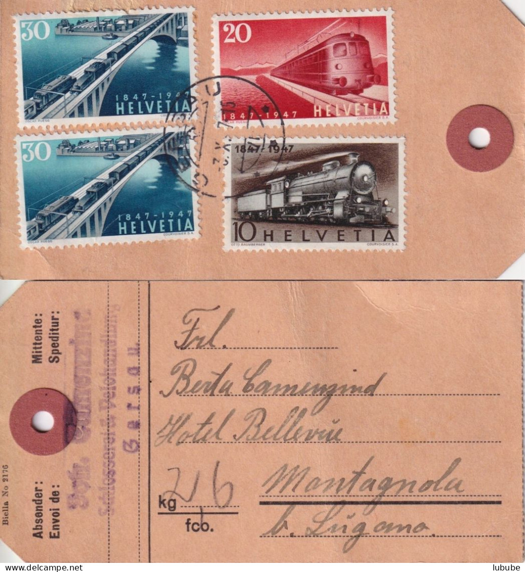 Paketadresse  "Schlosserei/Velohandlung Camenzind, Gersau" - Montagnola         1947 - Briefe U. Dokumente