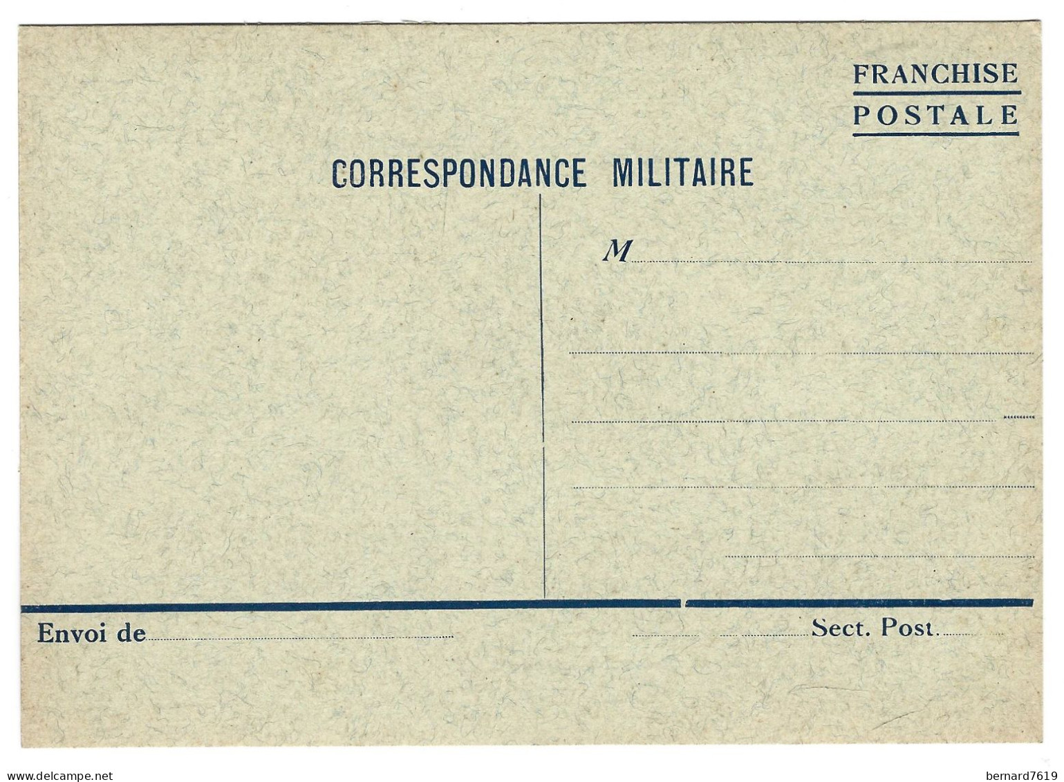 Militaire -  Correspondance Militaire  Vierge  - Franchise Postale - Autres & Non Classés