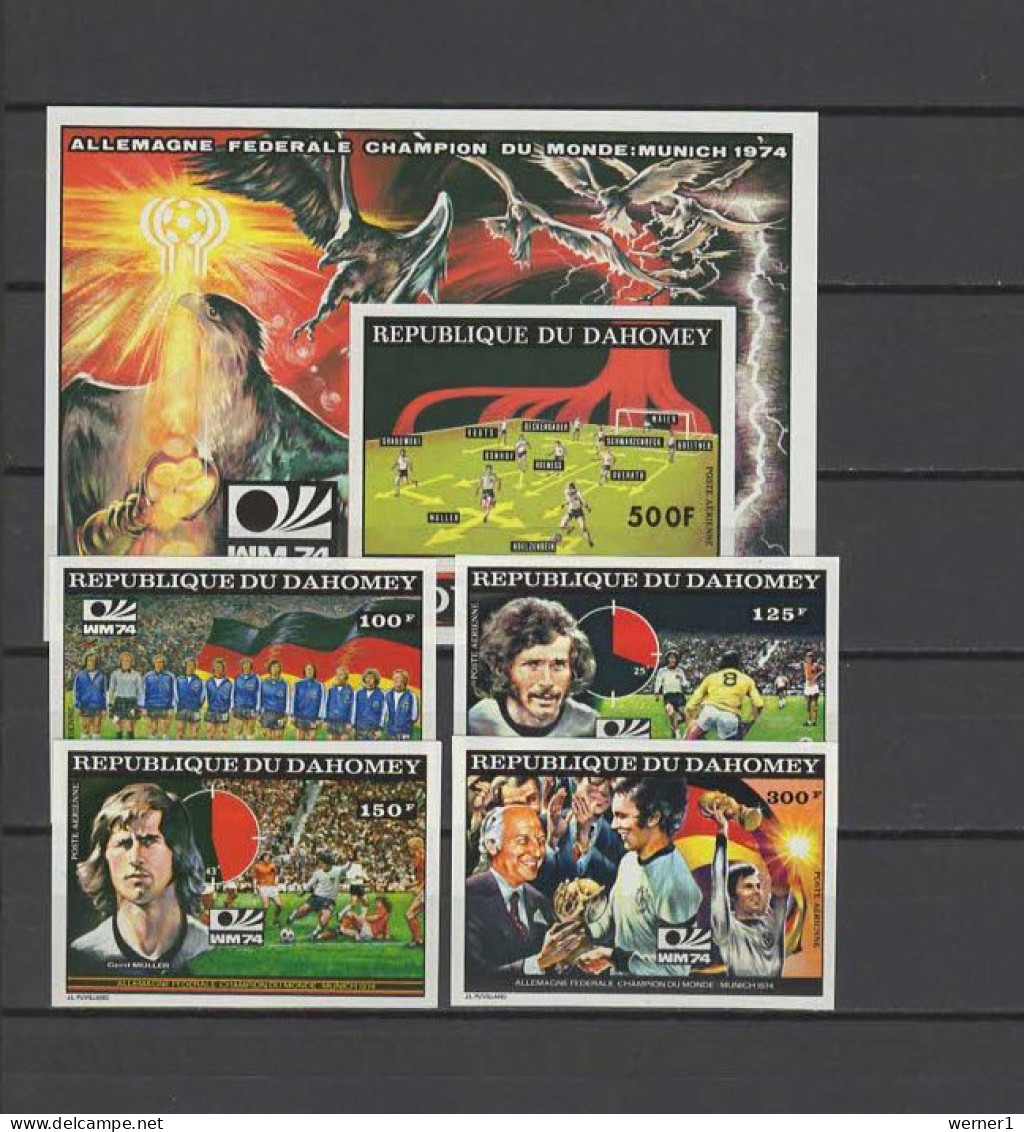 Dahomey 1974 Football Soccer World Cup Set Of 4 + S/s Imperf. MNH -scarce- - 1974 – West Germany