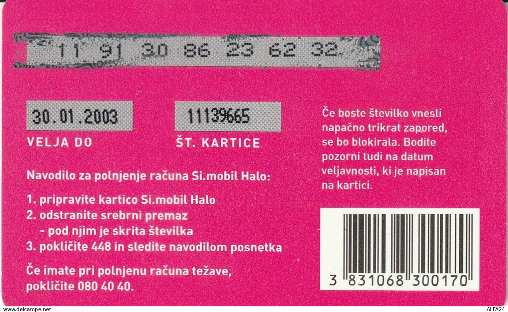 PREPAID PHONE CARD SLOVENIA  (CZ2498 - Slovenië