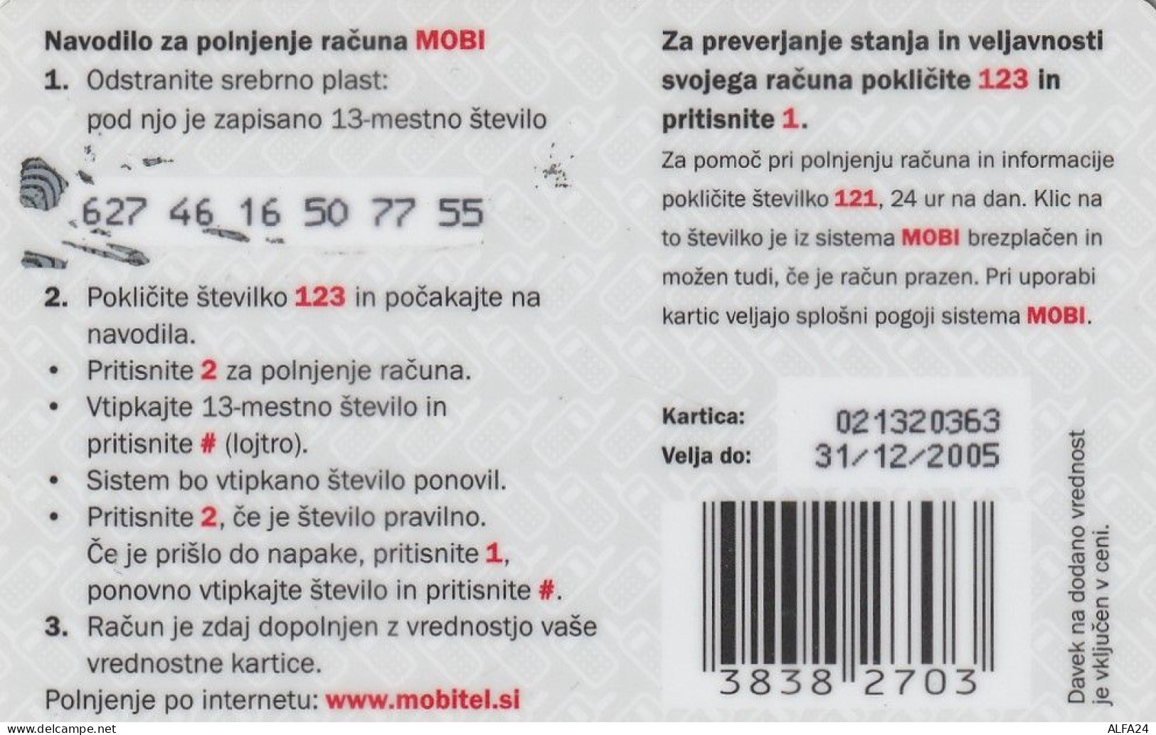 PREPAID PHONE CARD SLOVENIA  (CZ2486 - Slovenië