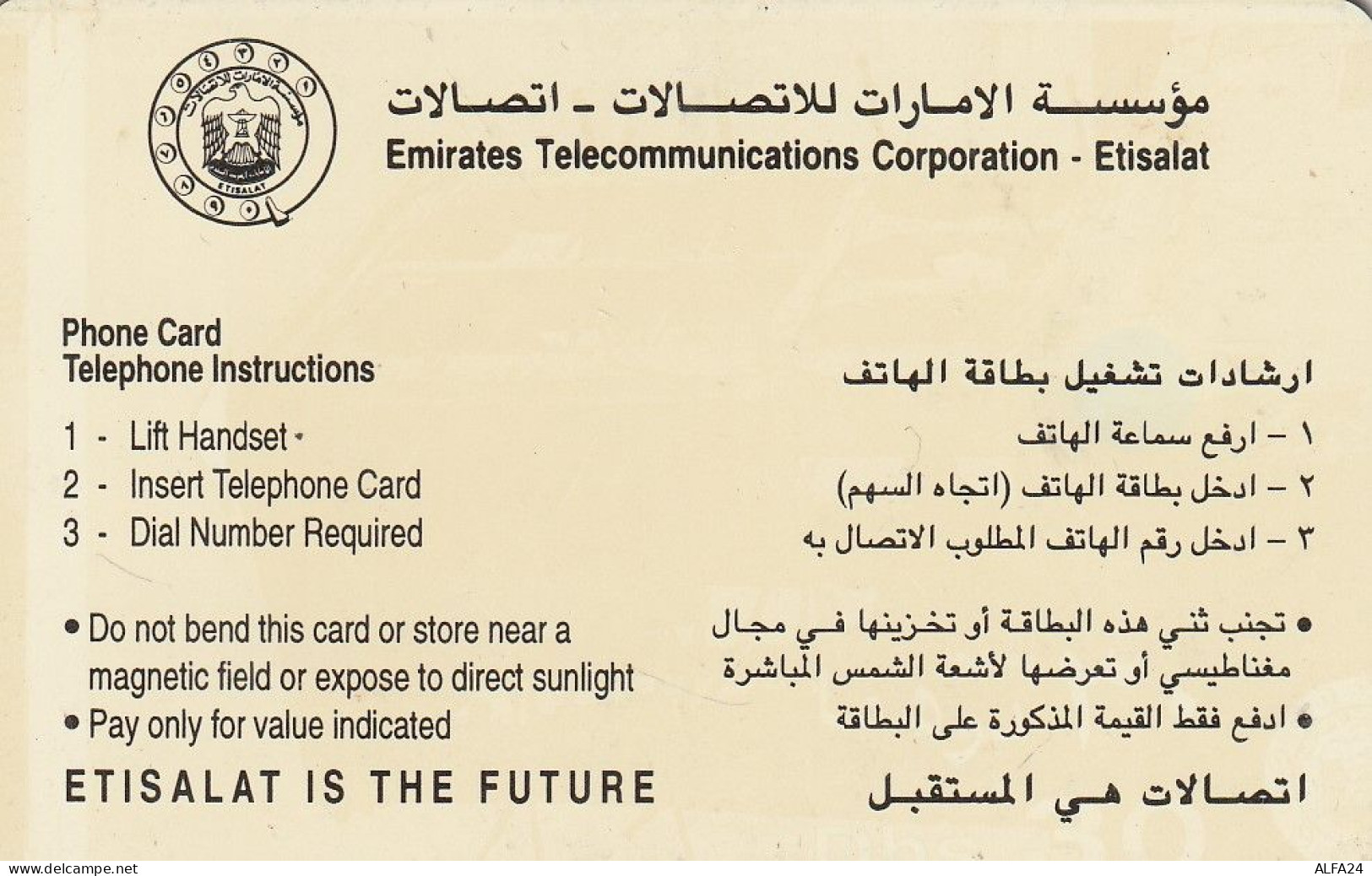 PREPAID PHONE CARD EMIRATI ARABI  (CZ2435 - Ver. Arab. Emirate
