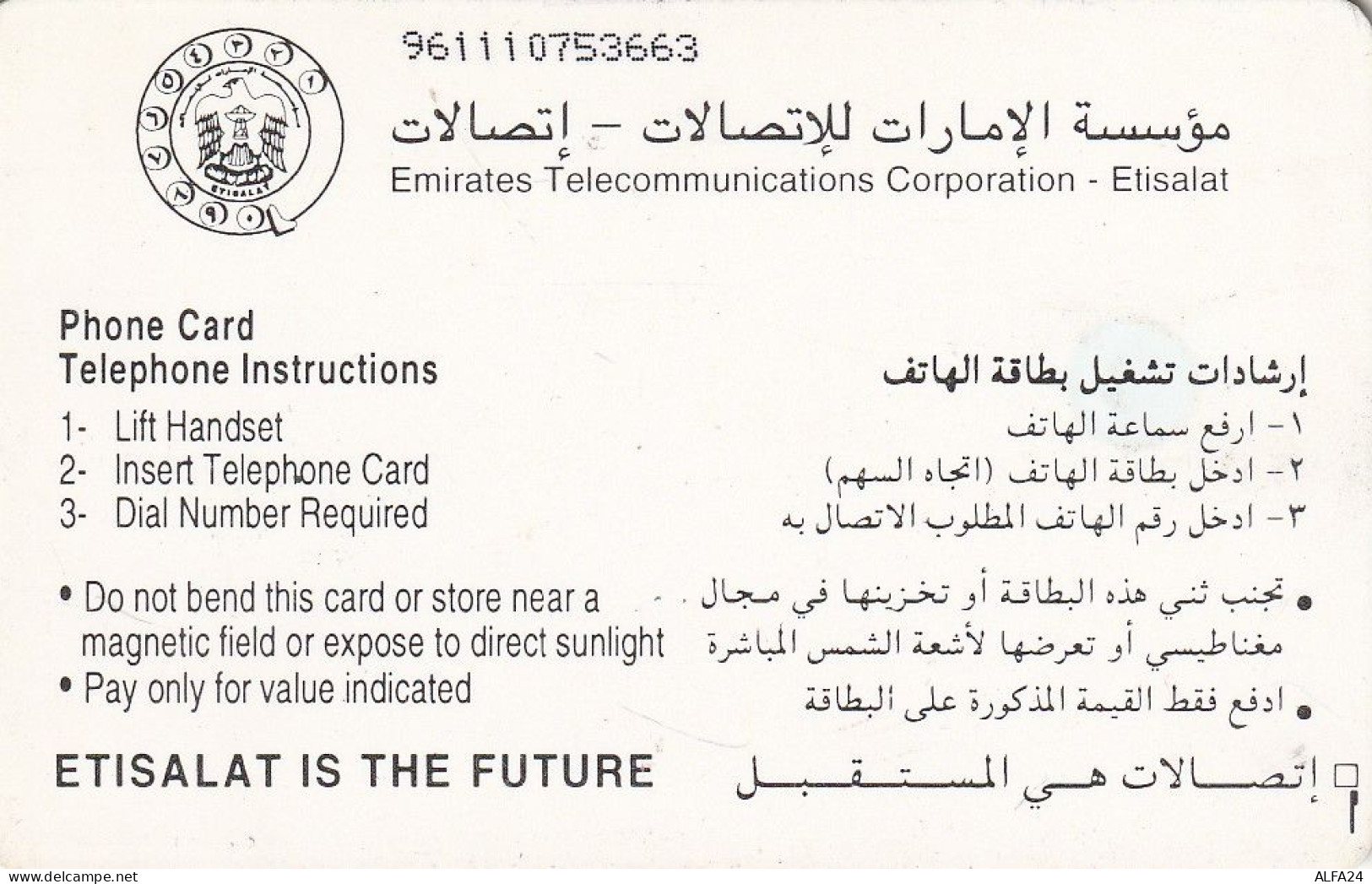 PHONE CARD EMIRATI ARABI  (CZ2427 - Ver. Arab. Emirate
