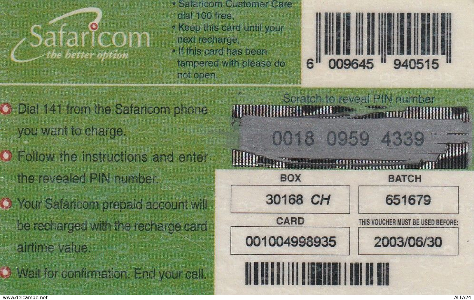 PREPAID PHONE CARD KENIA  (CZ2385 - Kenya