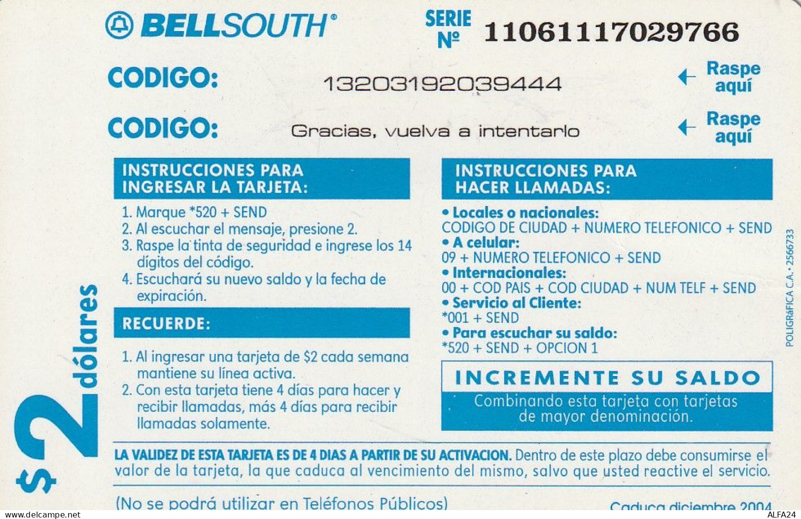 PREPAID PHONE CARD ECUADOR  (CZ2299 - Ecuador
