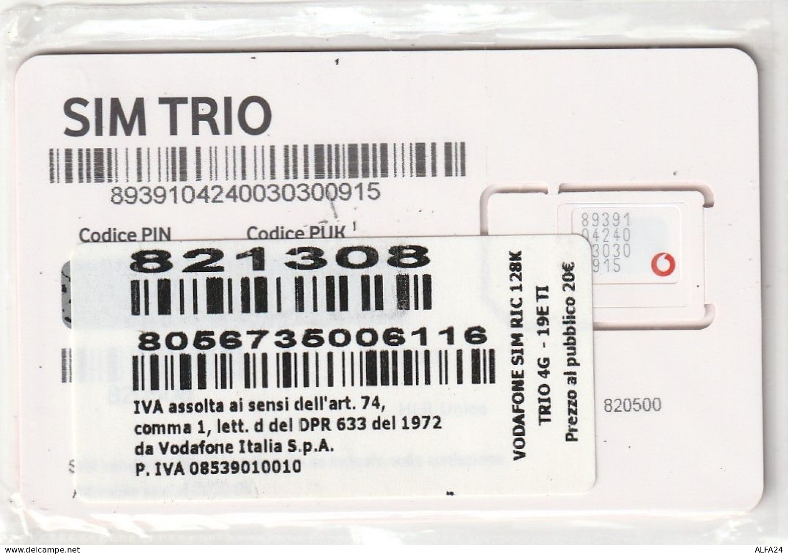 GSM SIM VODAFONE  (CZ2152 - Cartes GSM Prépayées & Recharges
