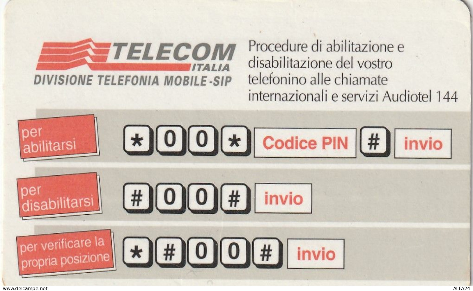 FREE CARD TELECOM  (CZ2116 - Schede GSM, Prepagate & Ricariche