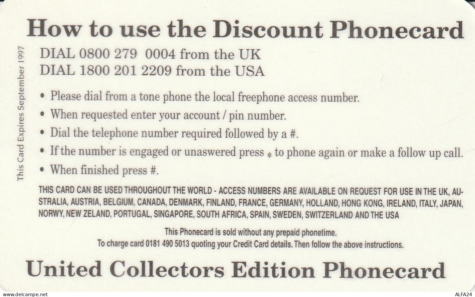 PREPAID PHONE CARD UK  (CZ2107 - BT Schede Mondiali (Prepagate)