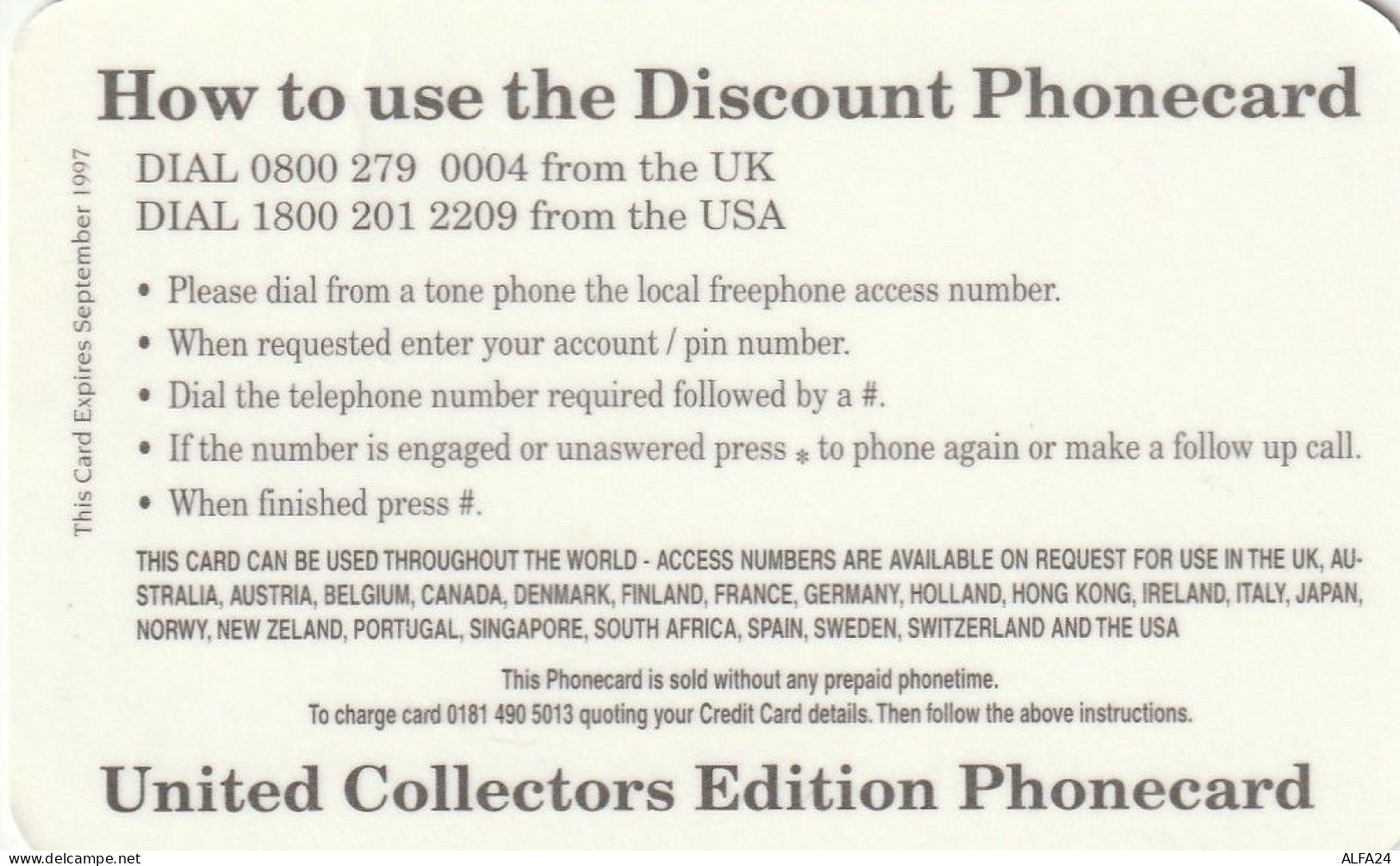 PREPAID PHONE CARD UK  (CZ2108 - BT Cartes Mondiales (Prépayées)
